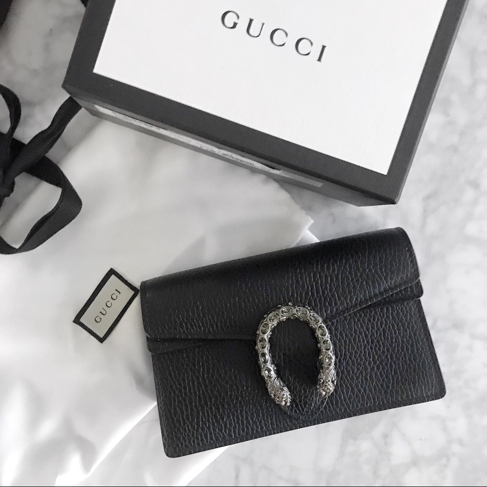 Gucci Black Leather Dionysus Supermini Bag